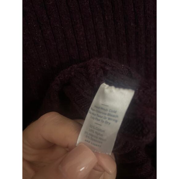 MARINE LAYER Ribbed Midi Sweater Dress Deep Purple Plum Cozy Merino Wool Small S - Picture 4 of 5